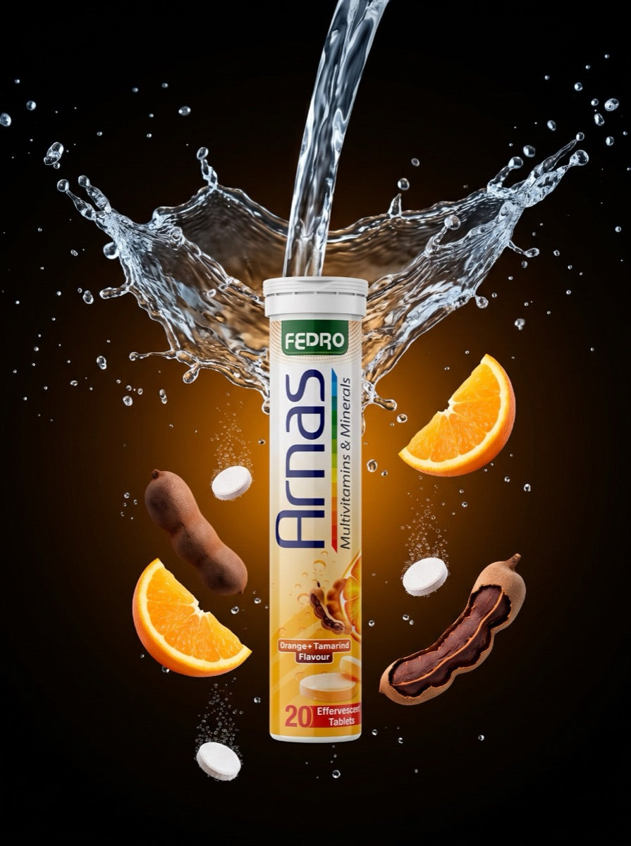 Water pouring over the ARNAS tube with orange and tamarind